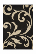 Black Cream Scroll Rug