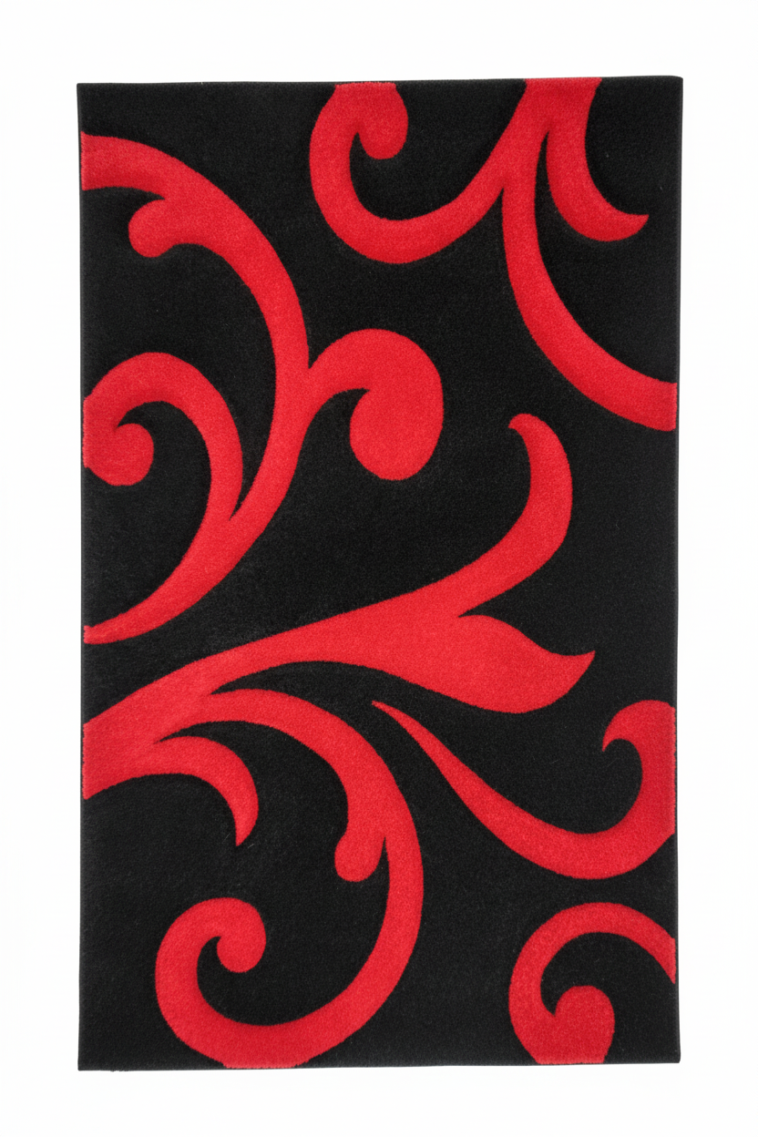 Black Red Scroll - White BG