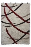 Cream Abstract Lines Shaggy Rug