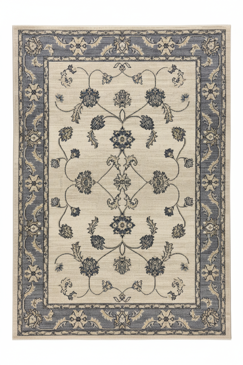 Cream Grey Persian Floral Rug