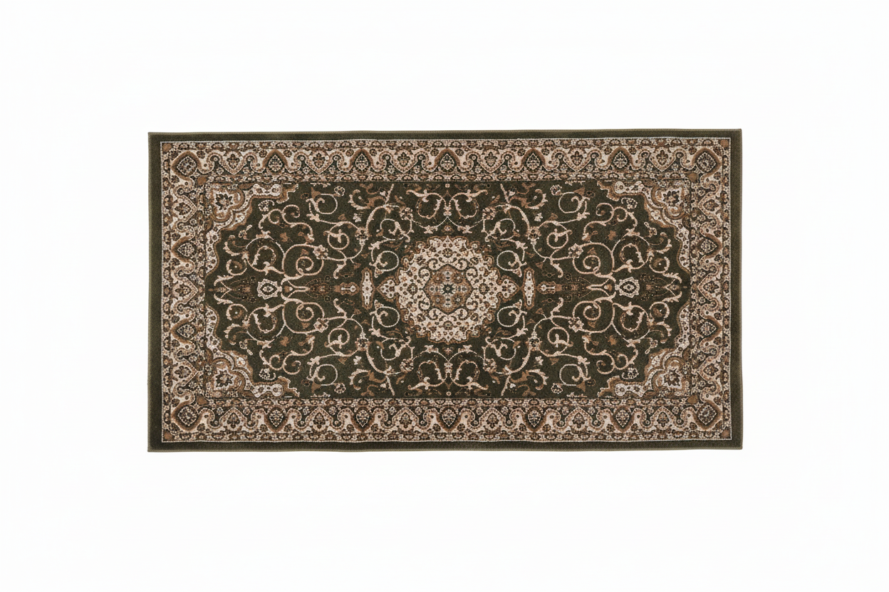 Dark Green Persian Medallion Rug