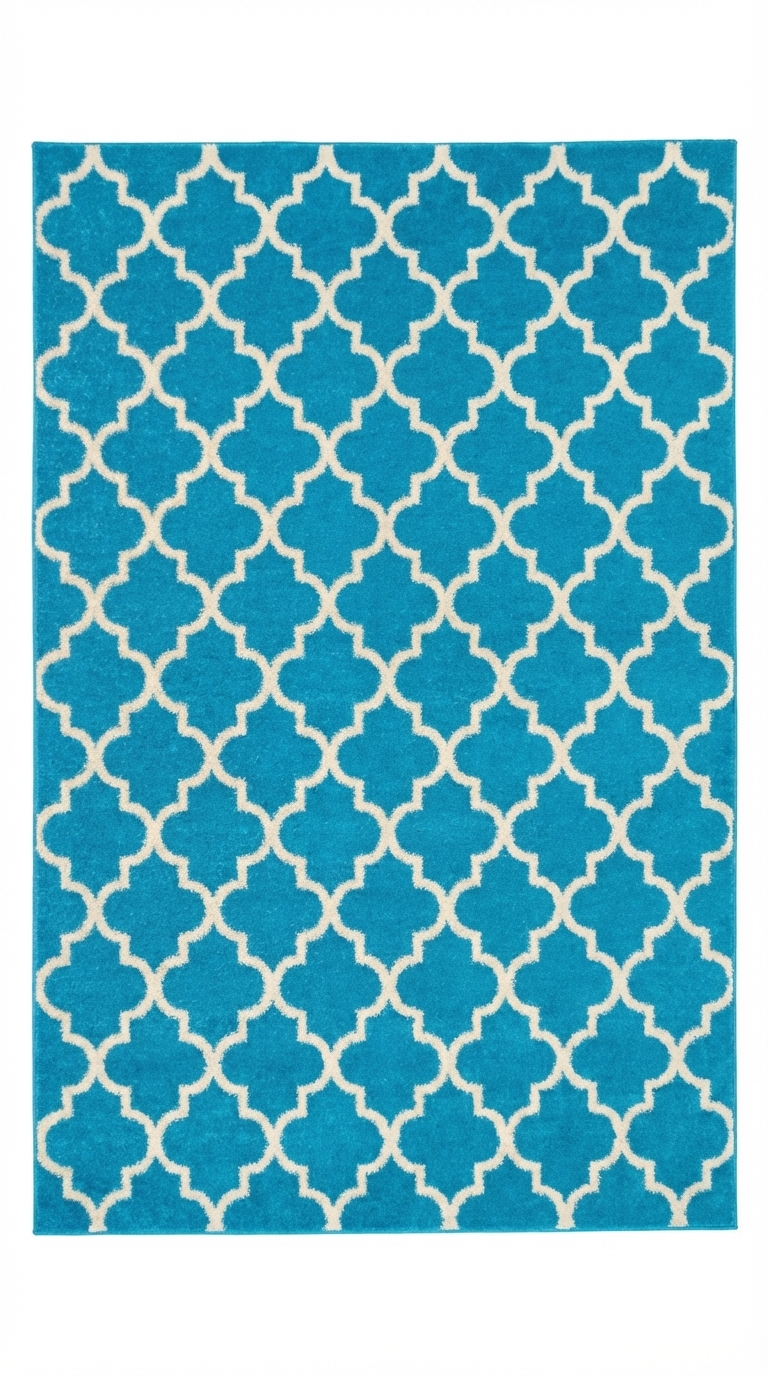 Teal Moroccan Quatrefoil Shaggy Rug — 160x230cm