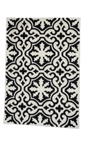 Black & White Moroccan Scroll Shaggy Rug — 160x230cm