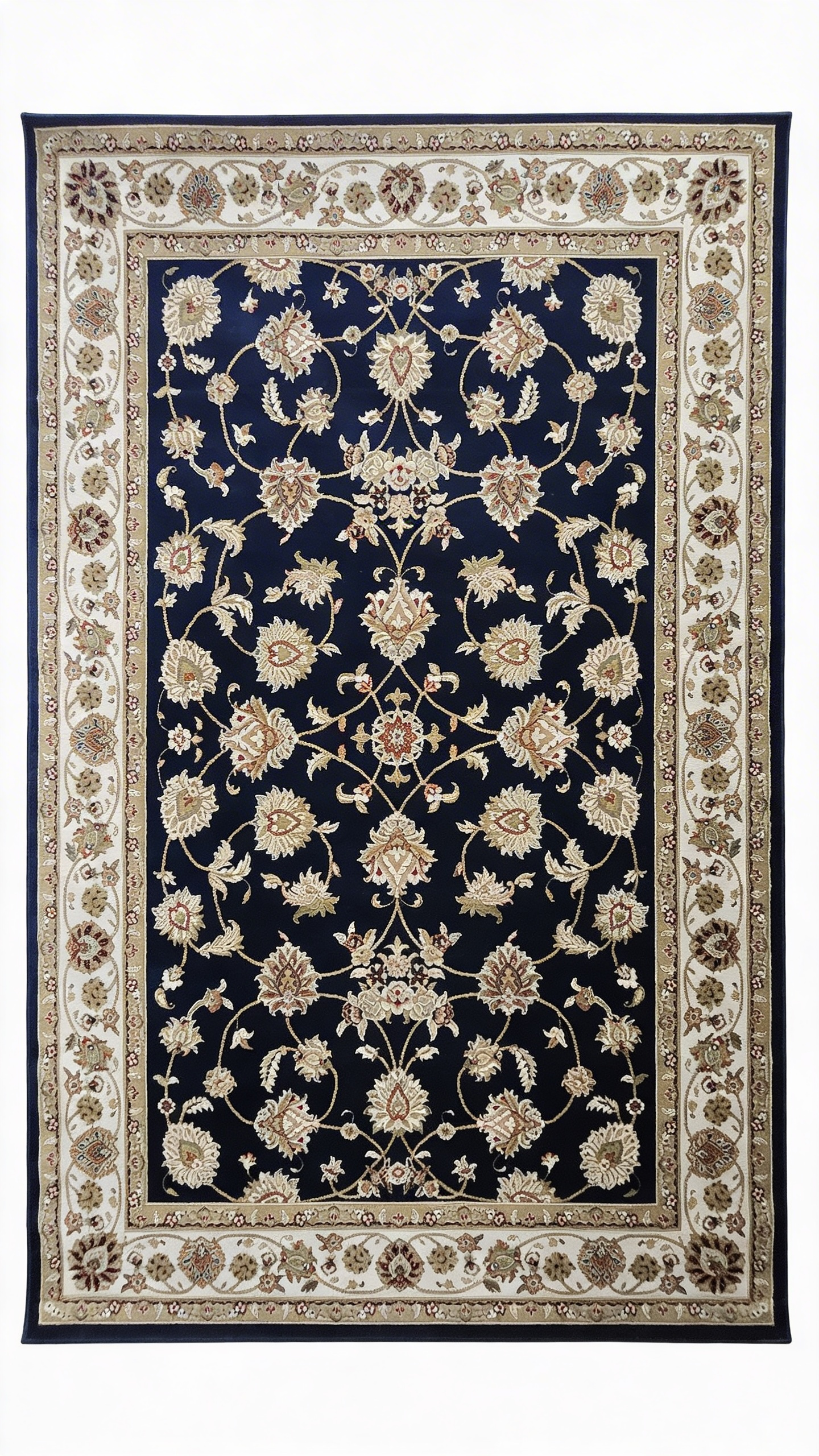 Red Square Motif Border Rug — 160x230cm