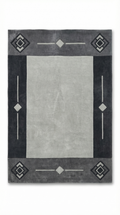 Grey Art Deco Geometric Border Rug — 160x230cm (Style 2)