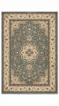 Sage Green & Cream Persian Medallion Rug — 160x230 cm