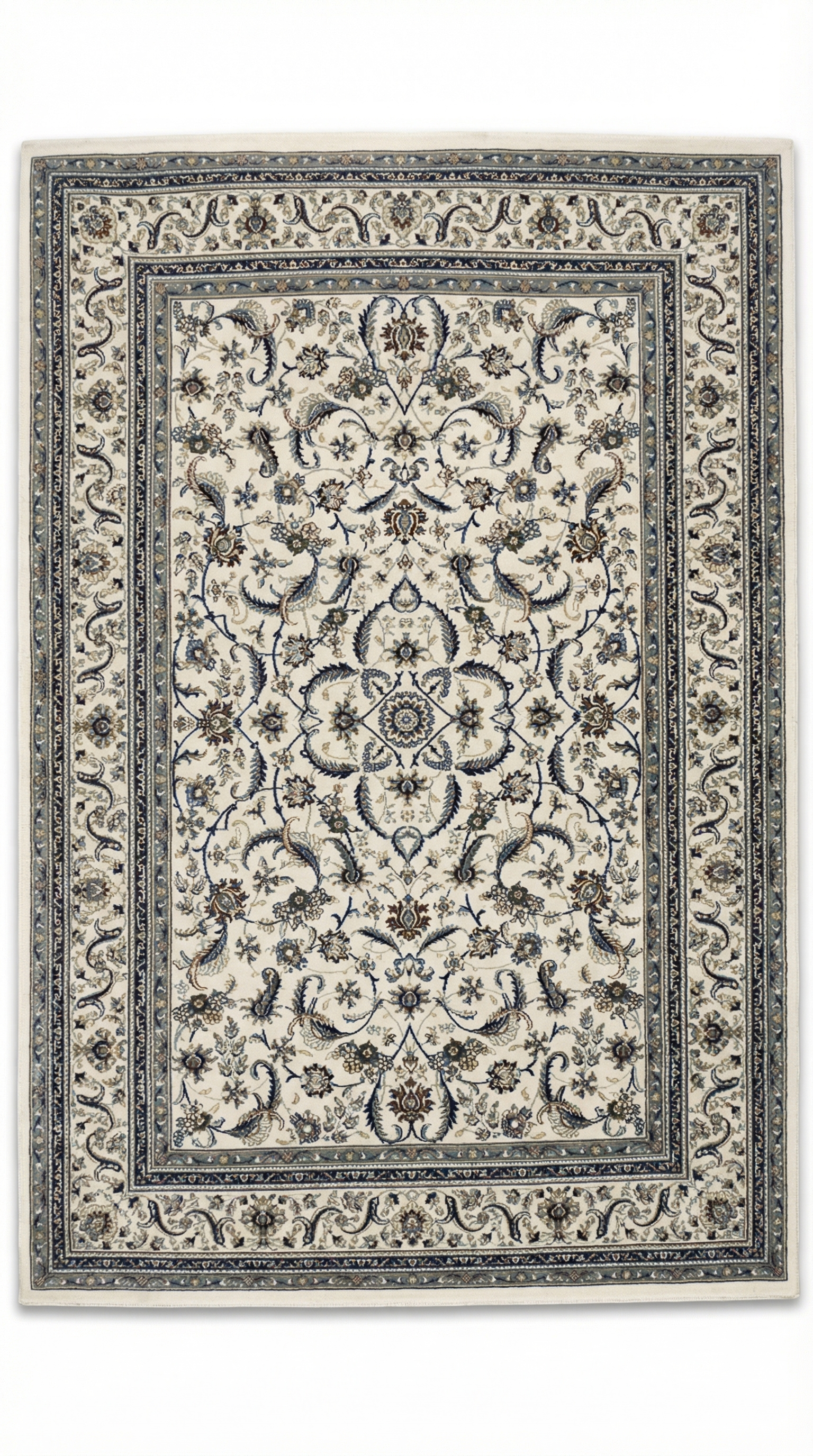Navy & Cream Persian Nain Medallion Rug — 160x230cm