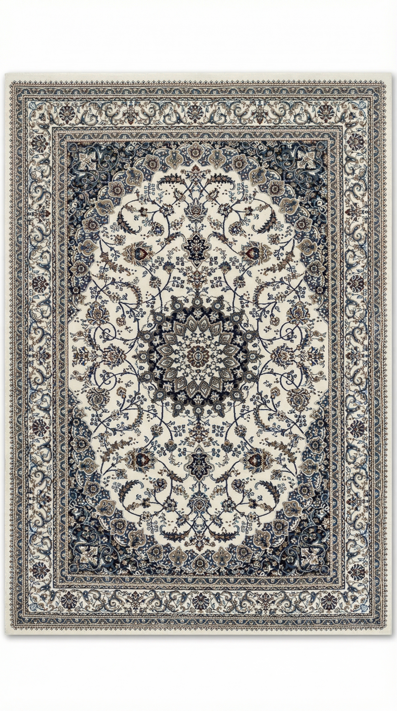 Navy French Aubusson Oval Medallion Rug — 160x230cm
