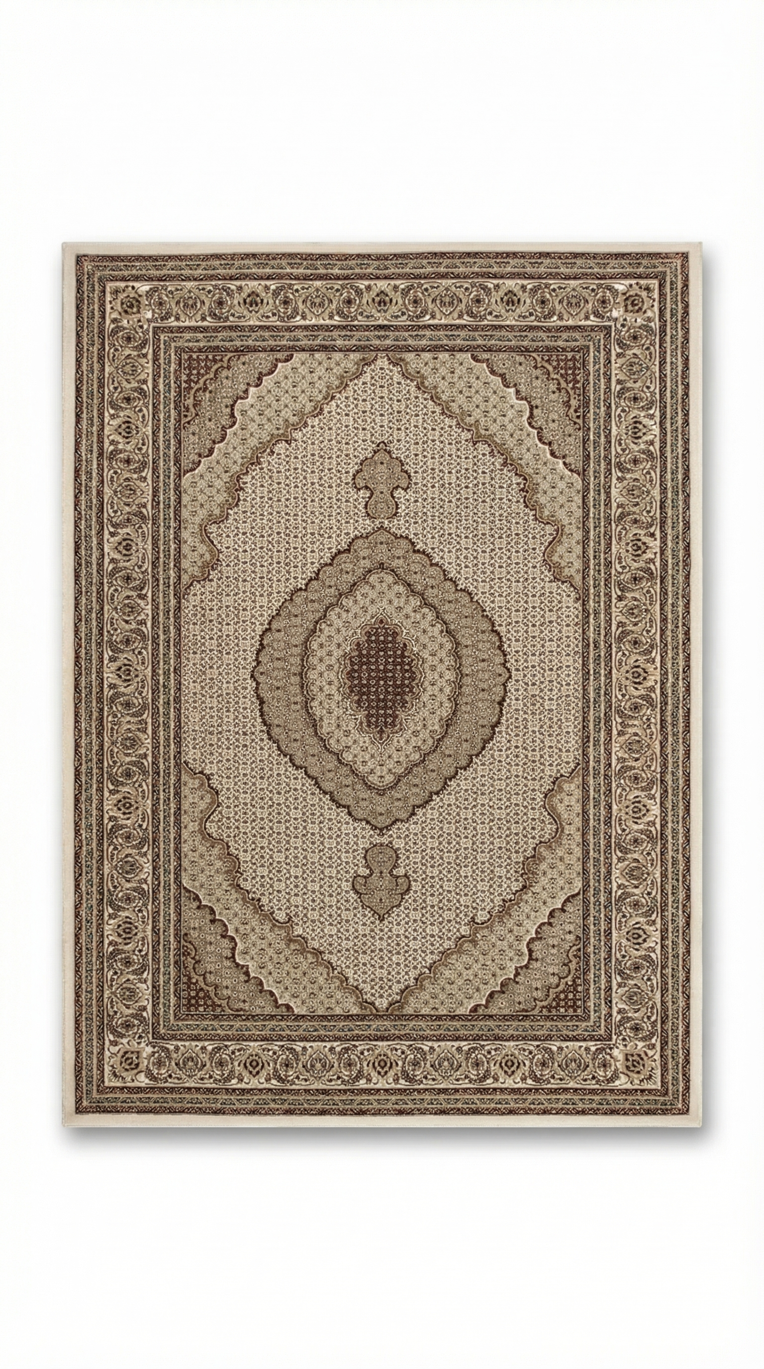 Cream & Grey Persian Nain Floral Rug — 160x230cm