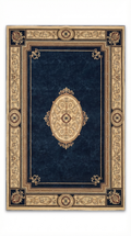 Cream & Navy Persian Nain Medallion Rug — 200x290cm