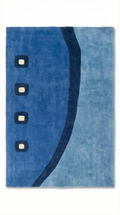 Blue Two-Tone Arc Square Motif Rug — 200x290cm