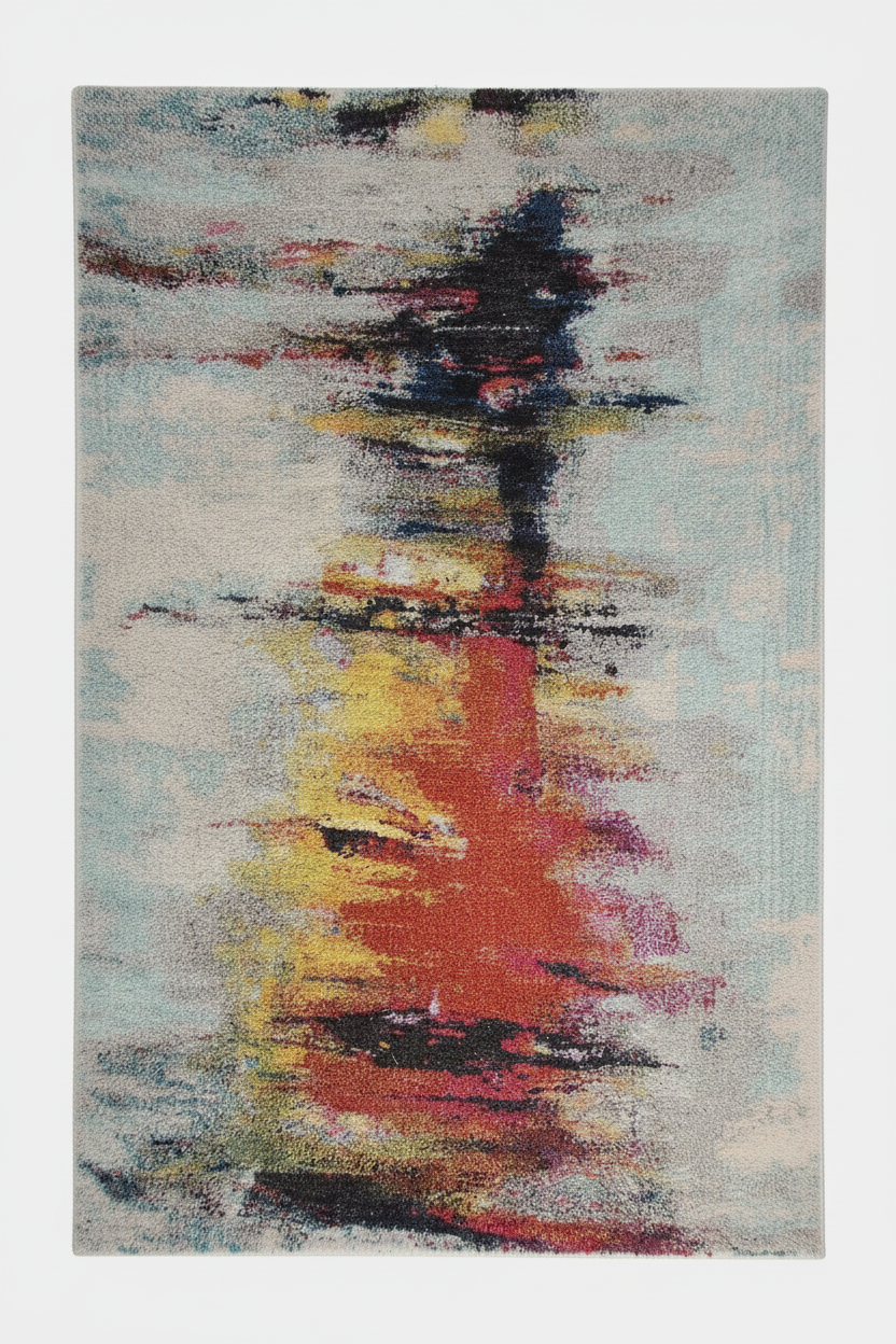 Abstract Watercolour Shaggy Rug 120x170cm