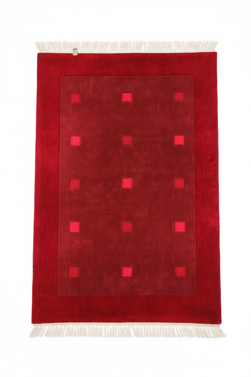 Red Square Pattern Rug